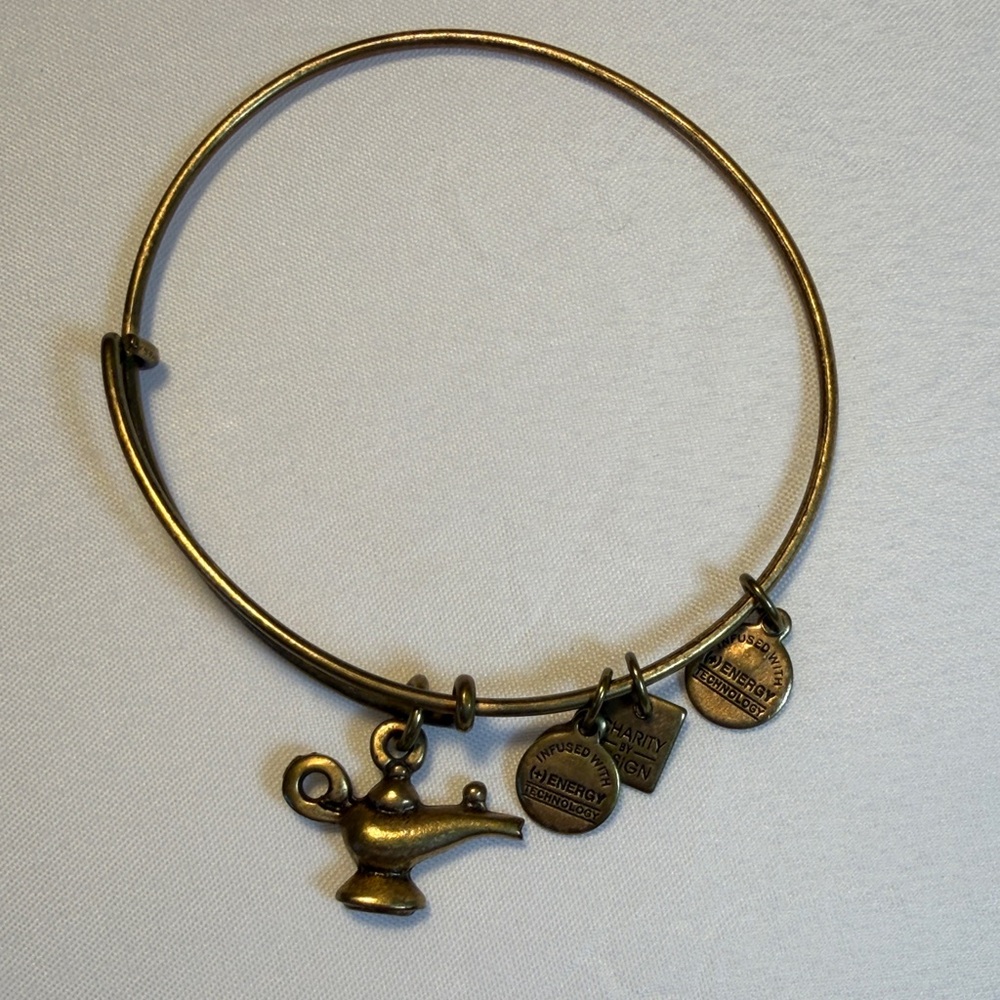 Alex and Ani Gold Charm Bracelet with Lamp Pendant